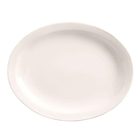 World Tableware Porcelana 11.5"x9" Bright White Narrow Rim Oval Platter, PK12 840-520N-17